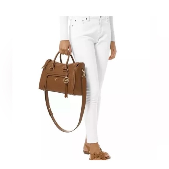 Michael Kors Carine Satchel Bag Camel Brown Leather with Strap and Dust Bag EUC - Picture 3 of 16